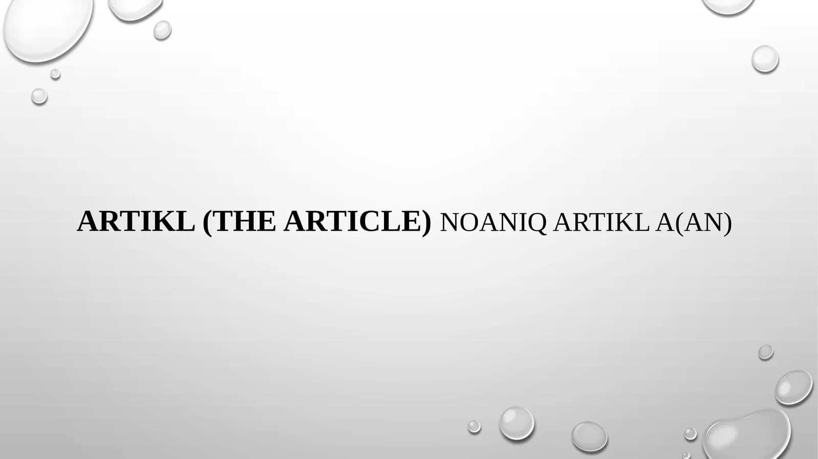 NOANIQ ARTIKL A(AN)