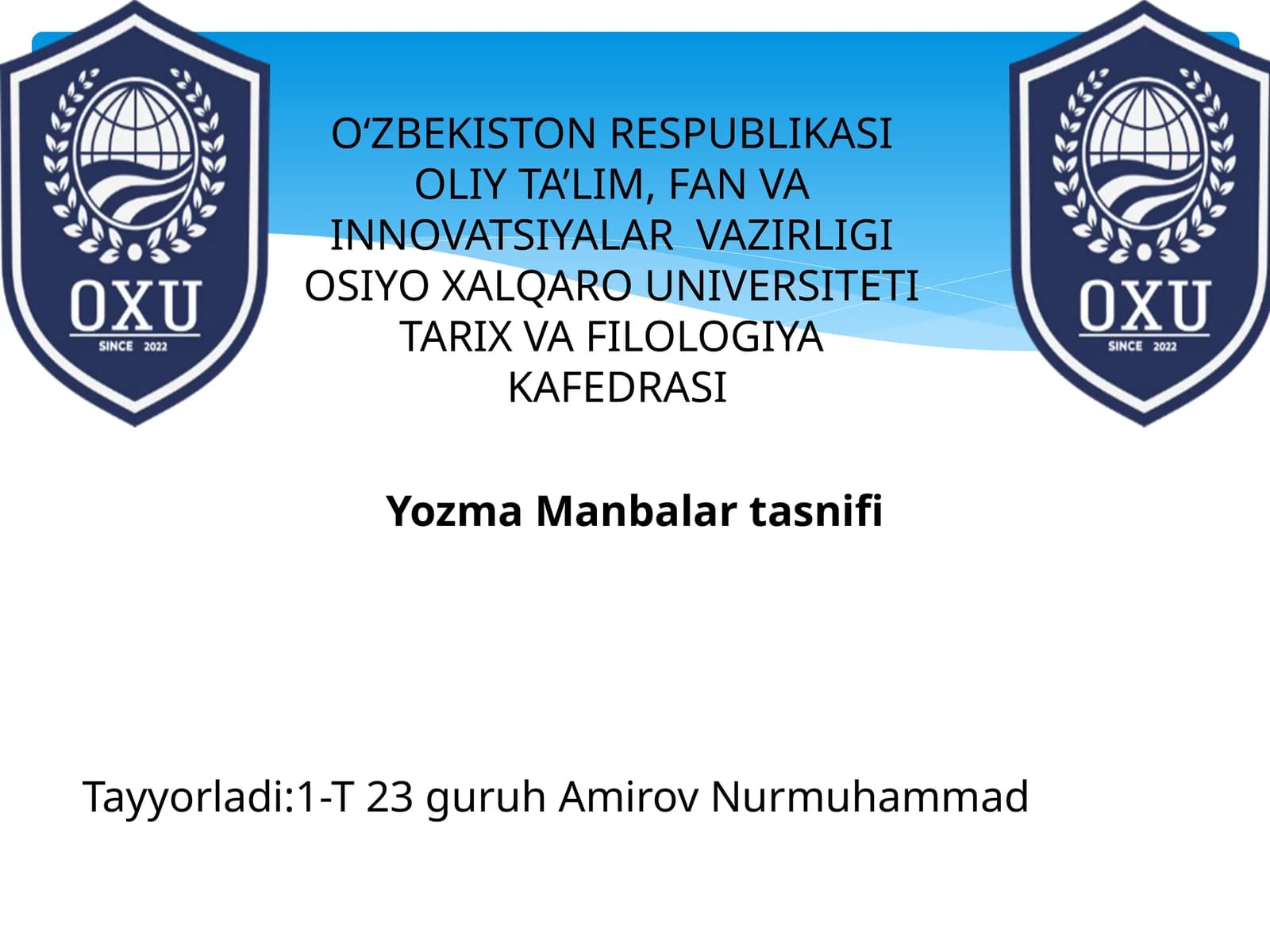 Yozma Manbalar tasnifi