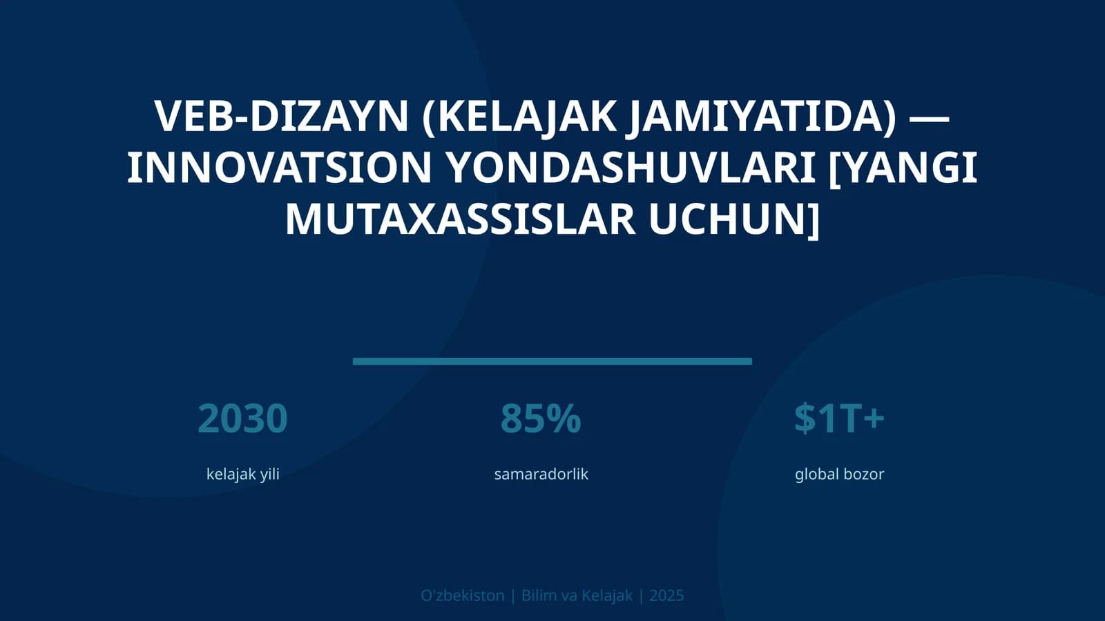 Veb-dizayn (kelajak jamiyatida) — innovatsion yondashuvlari [yangi mutaxassislar uchun]