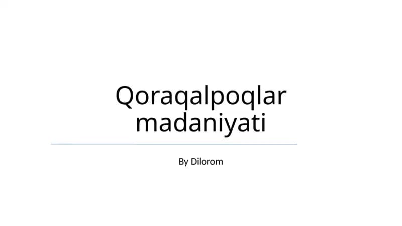 Qoraqalpoqlar madaniyati
