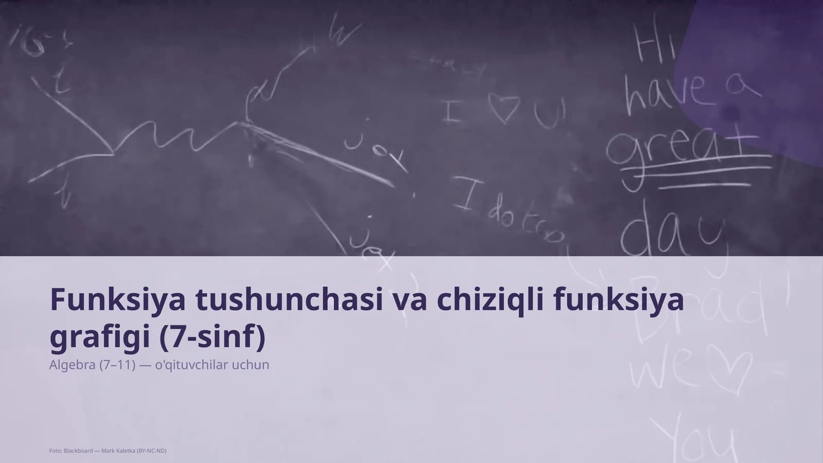 Funksiya tushunchasi va chiziqli funksiya grafigi (7-sinf)