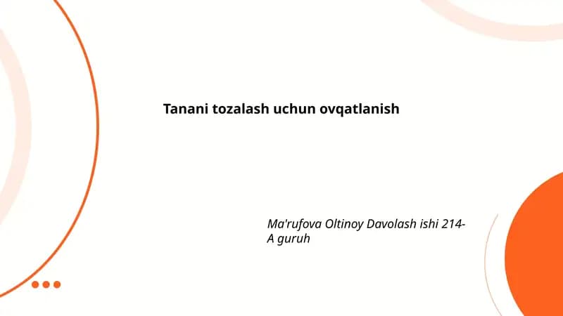 Tanani detoksifikatsiya uchun ovqatlanish