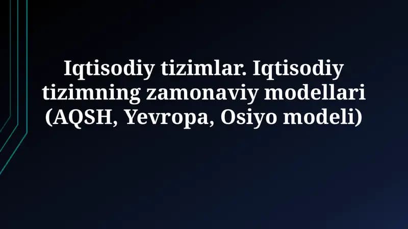 Iqtisodiy tizimlar
