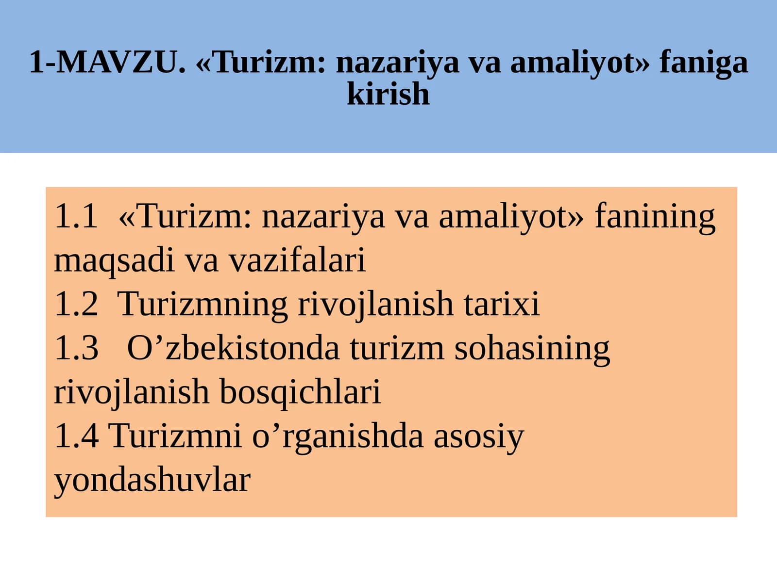 Turizm:nazariya va amaliyot