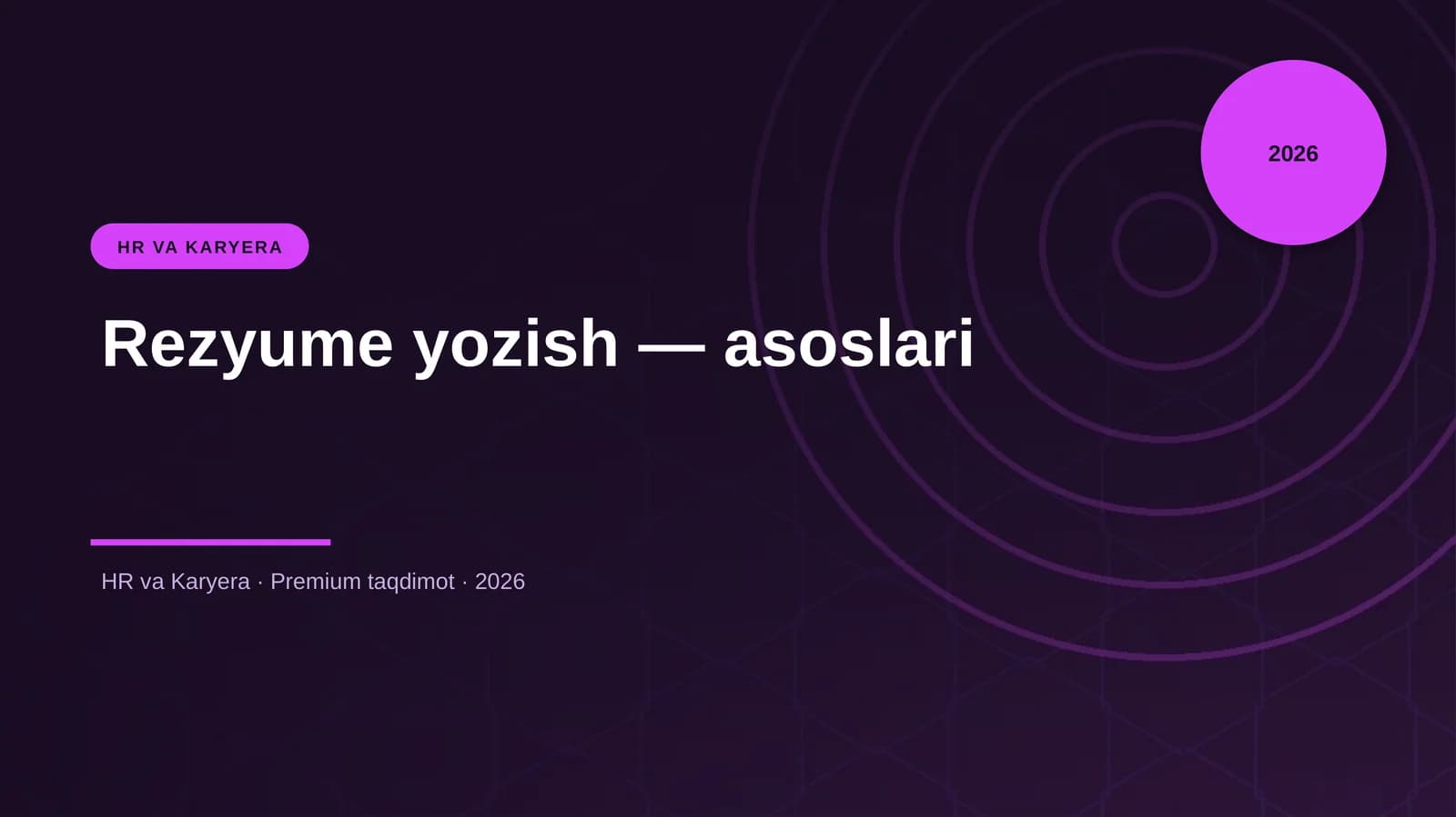 Rezyume yozish — asoslari