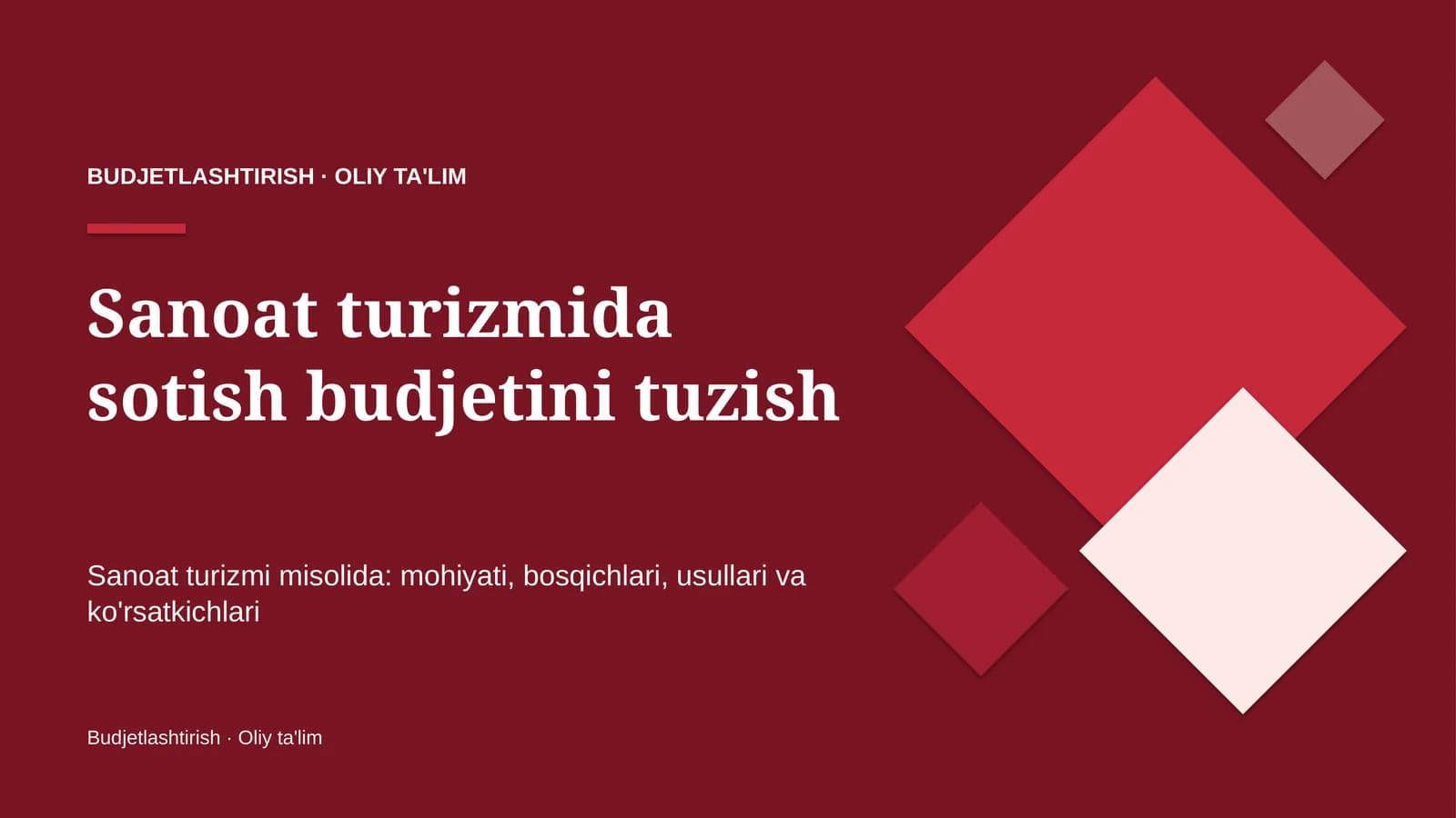 Sanoat turizmida sotish budjetini tuzish