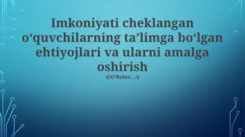 Individualizatsiyalashtirilgan Ta'lim Dasturlari (ITD)