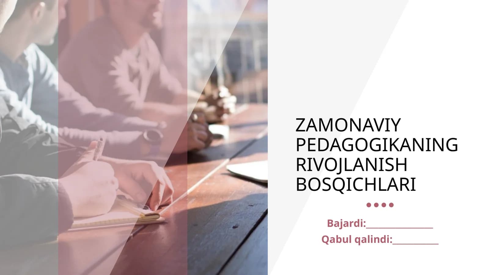 ZAMONAVIY PEDAGOGIKANING RIVOJLANISH BOSQICHLARI