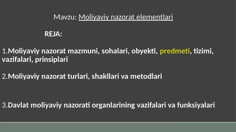 Moliyaviynazorat elementlari