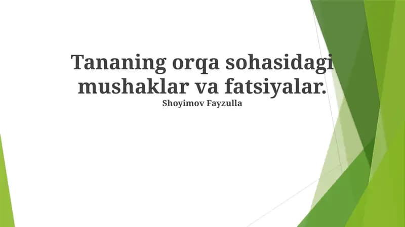 Tananing orqa sohasidagi mushaklar va fatsiyalar