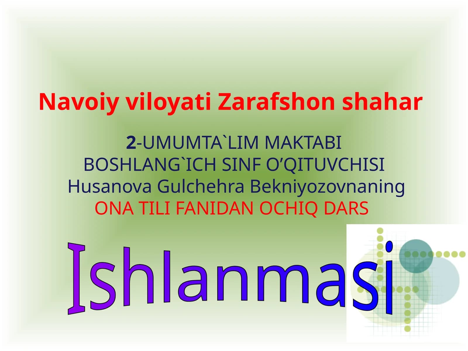 Ona tili fanidan ochiq dars