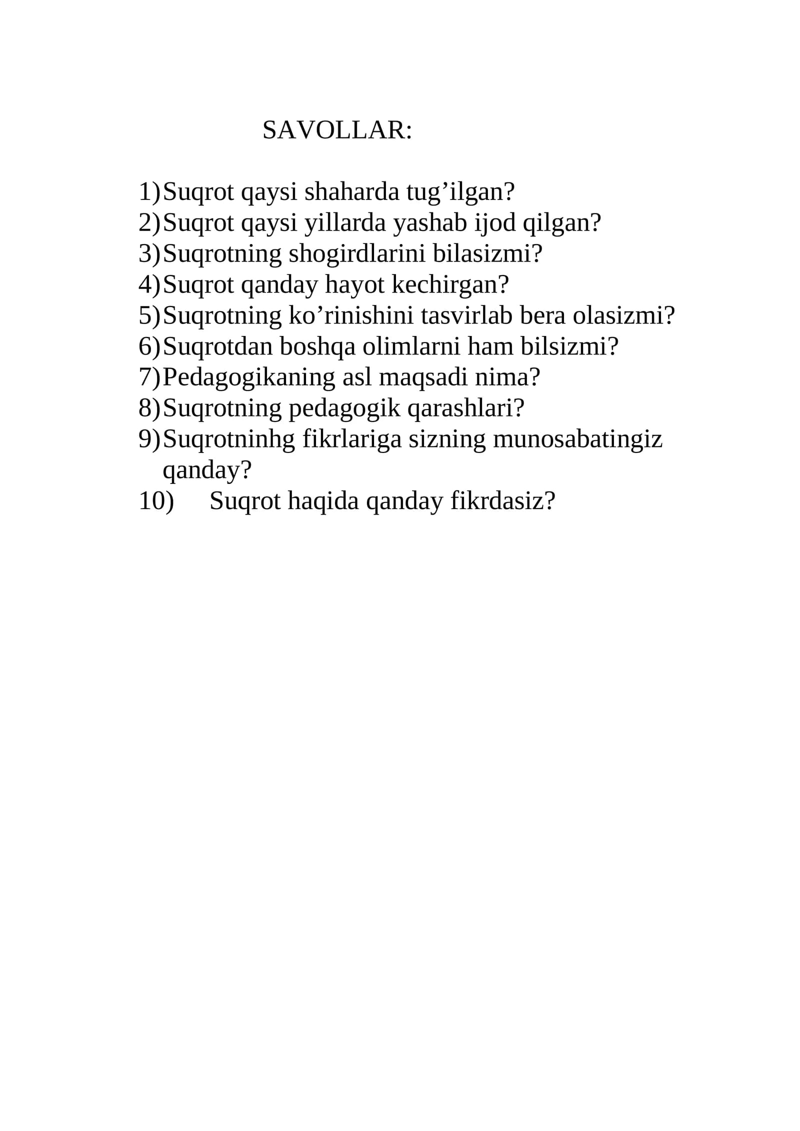 Suqrotning pedagogik qarashlari