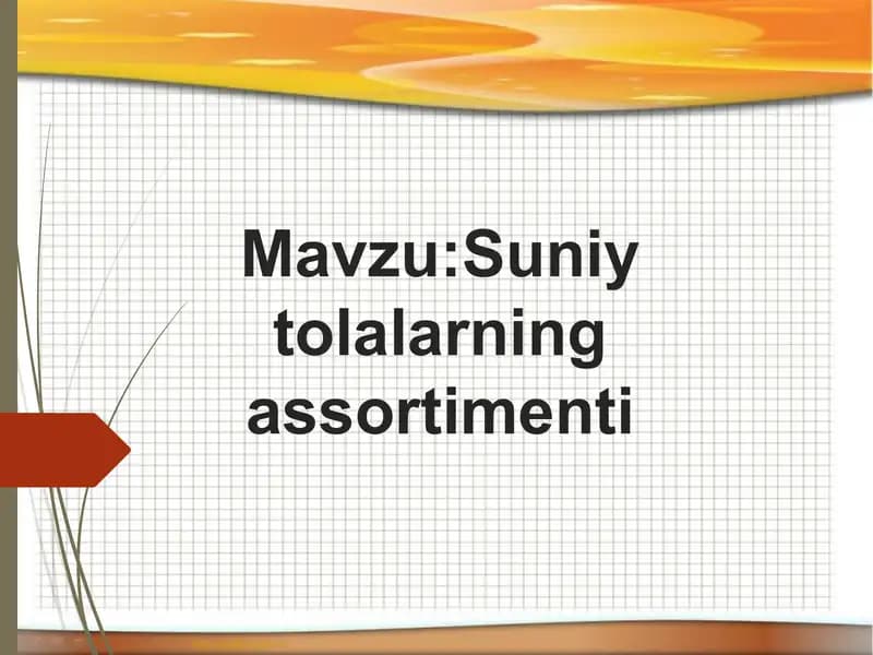 suniy tolalarning assortimenti