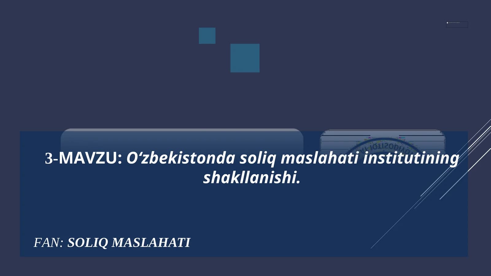 Oʻzbekistonda soliq maslahati institutiningshakllanishi