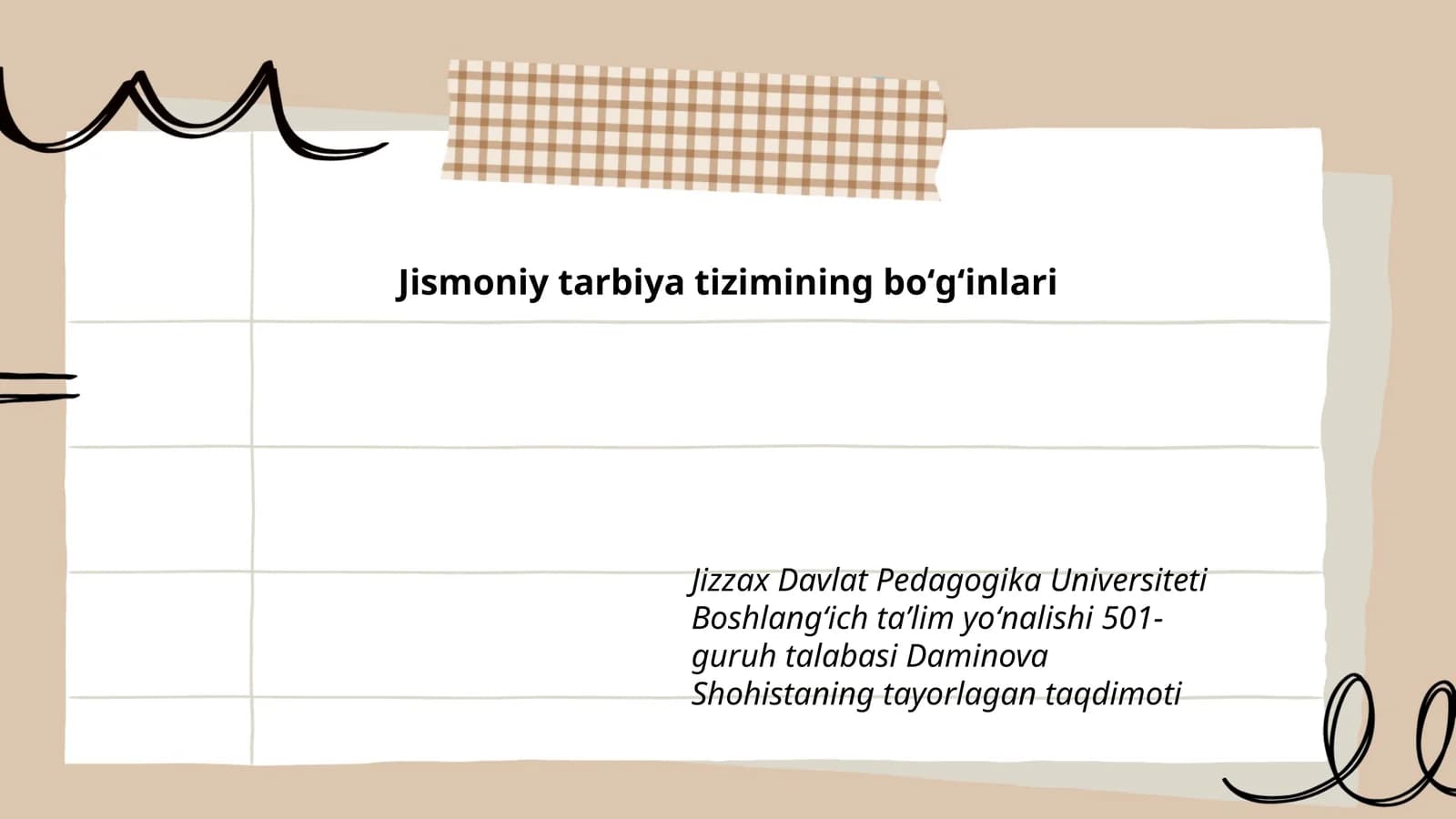 Jismoniy tarbiya tizimining boʻgʻinlari