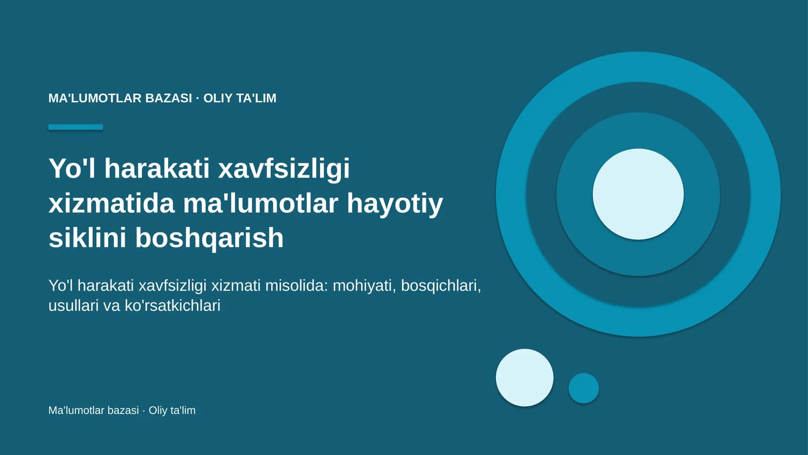 Yo'l harakati xavfsizligi xizmatida ma'lumotlar hayotiy siklini boshqarish