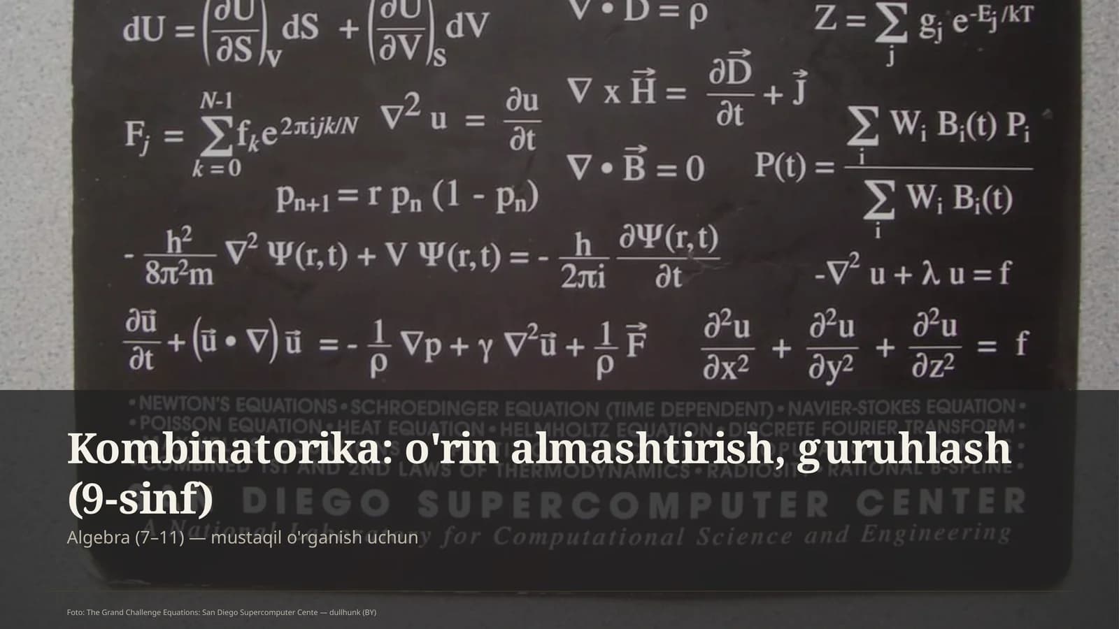 Kombinatorika: o'rin almashtirish, guruhlash (9-sinf)