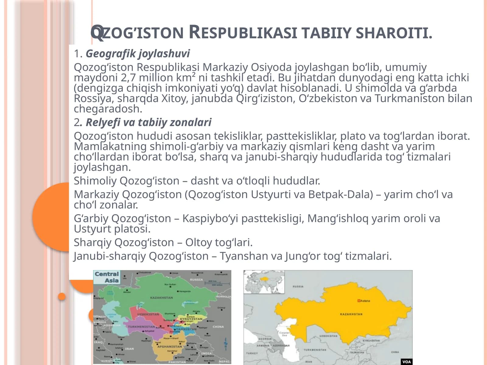 Qоzоg’istоn Rеspublikаsi tаbiiy shаrоiti