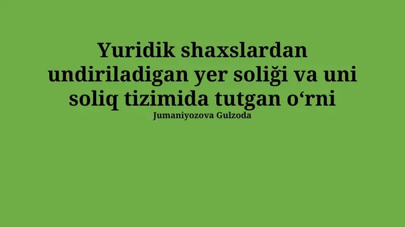 Soligʼning normativ-huquqiy asoslari