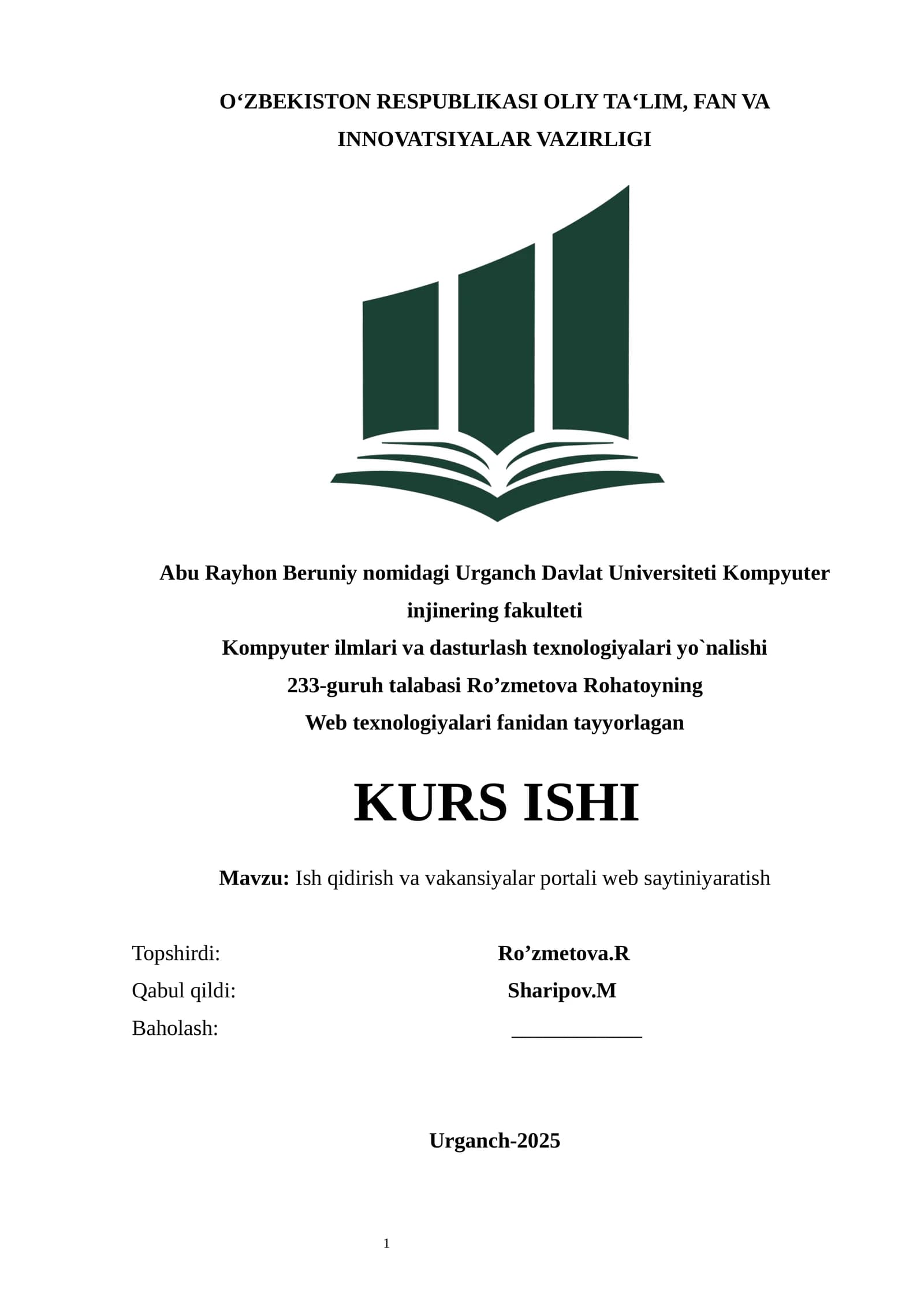 Ish qidirish va vakansiyalar portali web saytiniyaratish