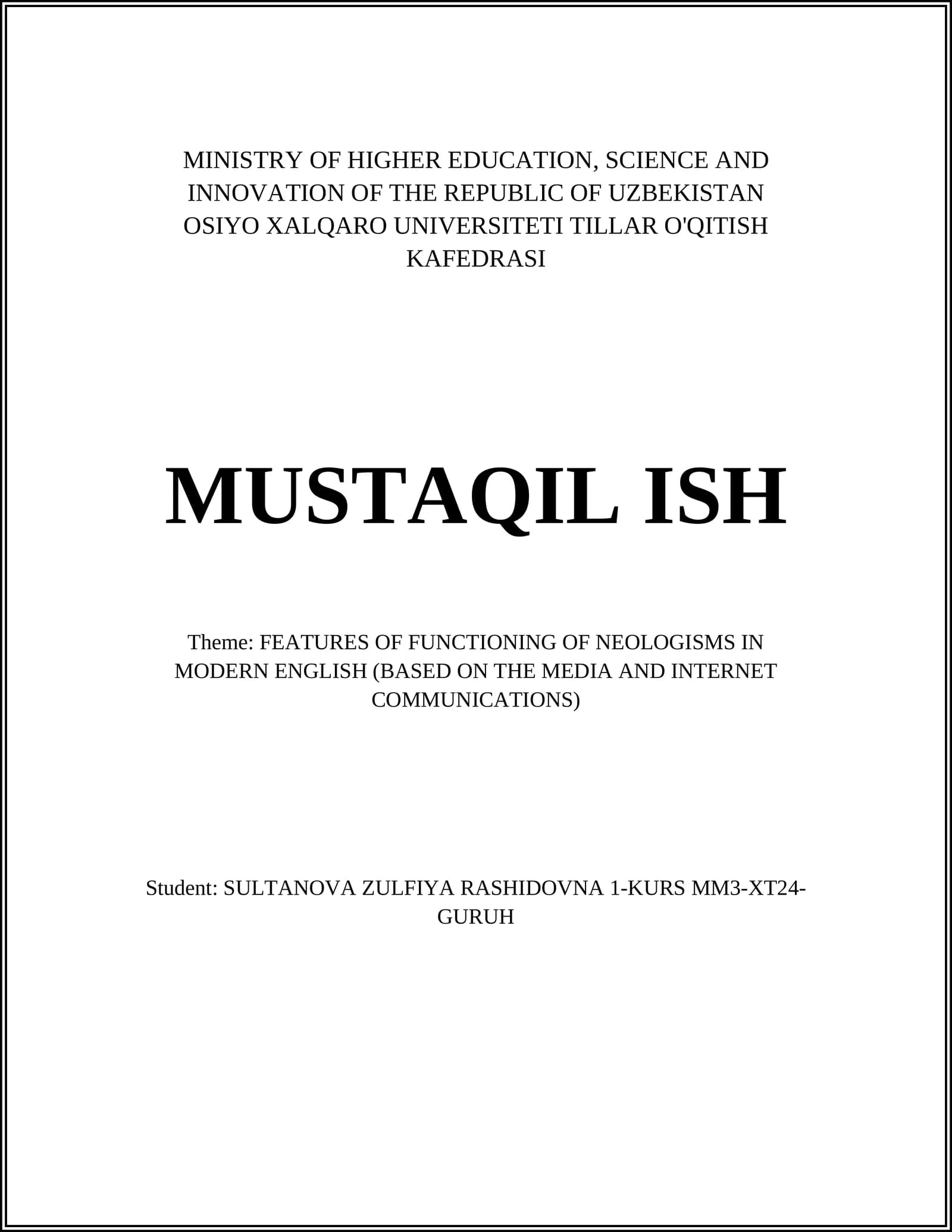 FEATURES OF FUNCTIONING OF NEOLOGISMS IN MODERN ENGLISH
