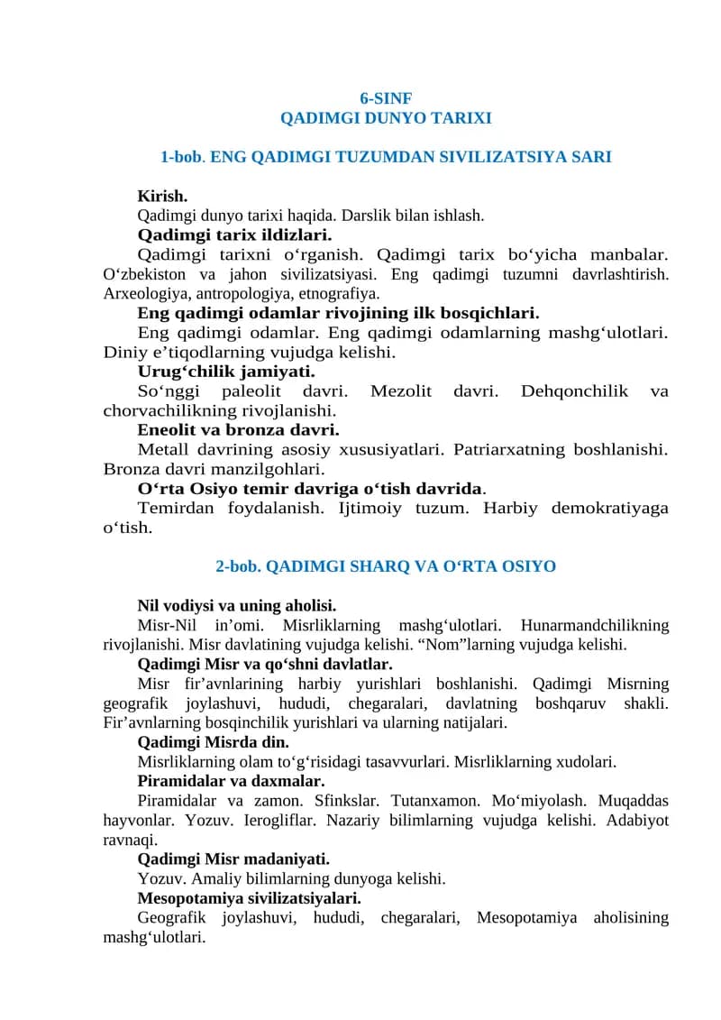 6-SINF QADIMGI DUNYO TARIXI