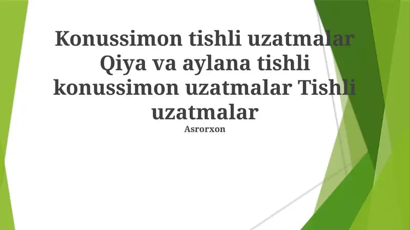 Vinli konusli tishli uzatmalar