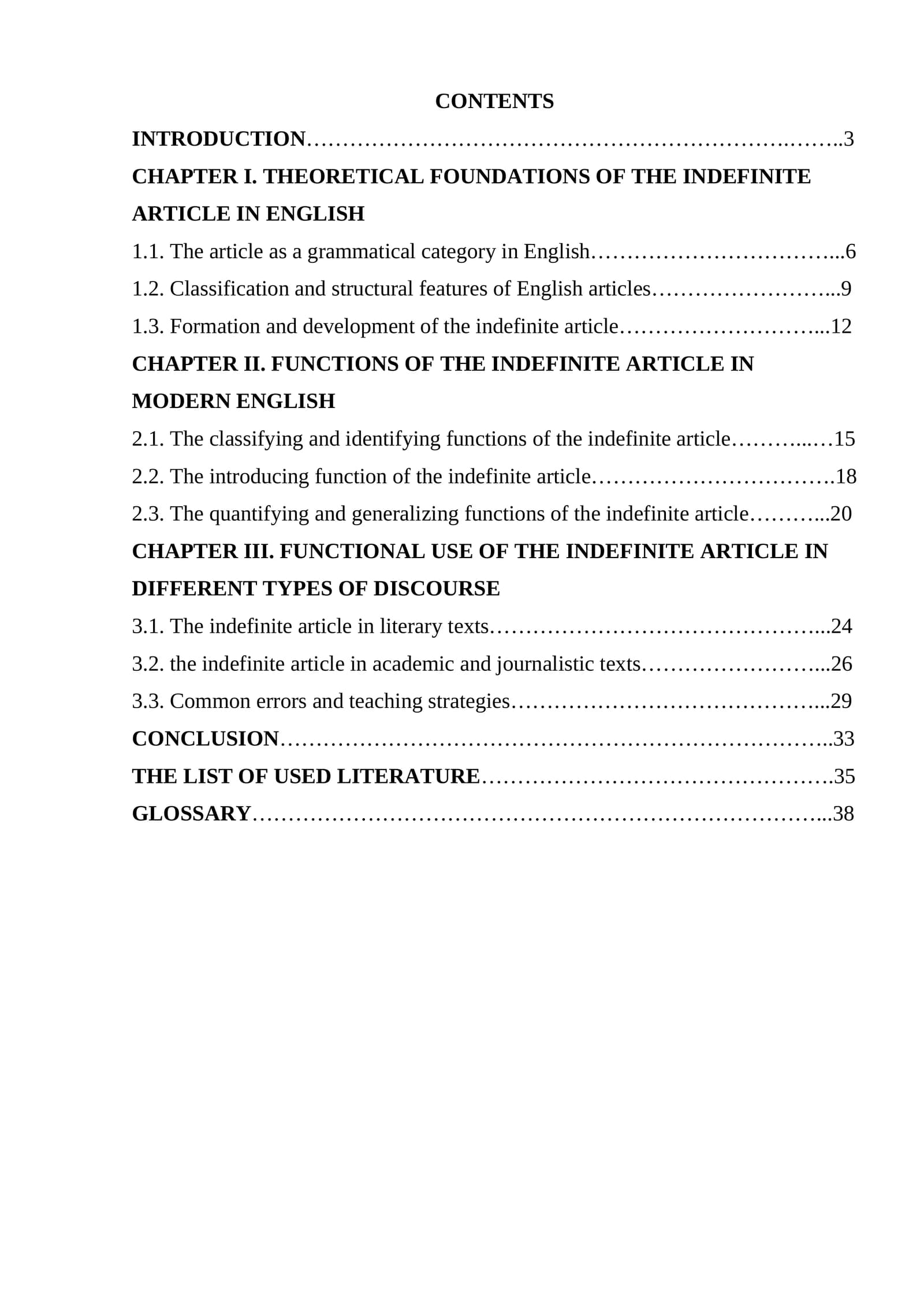 Functions of the indefinite article