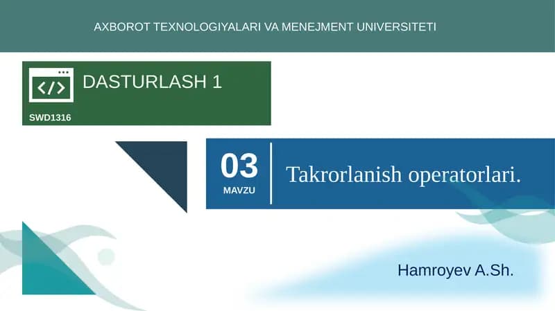 DASTURLASH 1