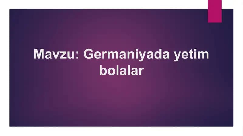 Germaniyada Yetim Bolalar