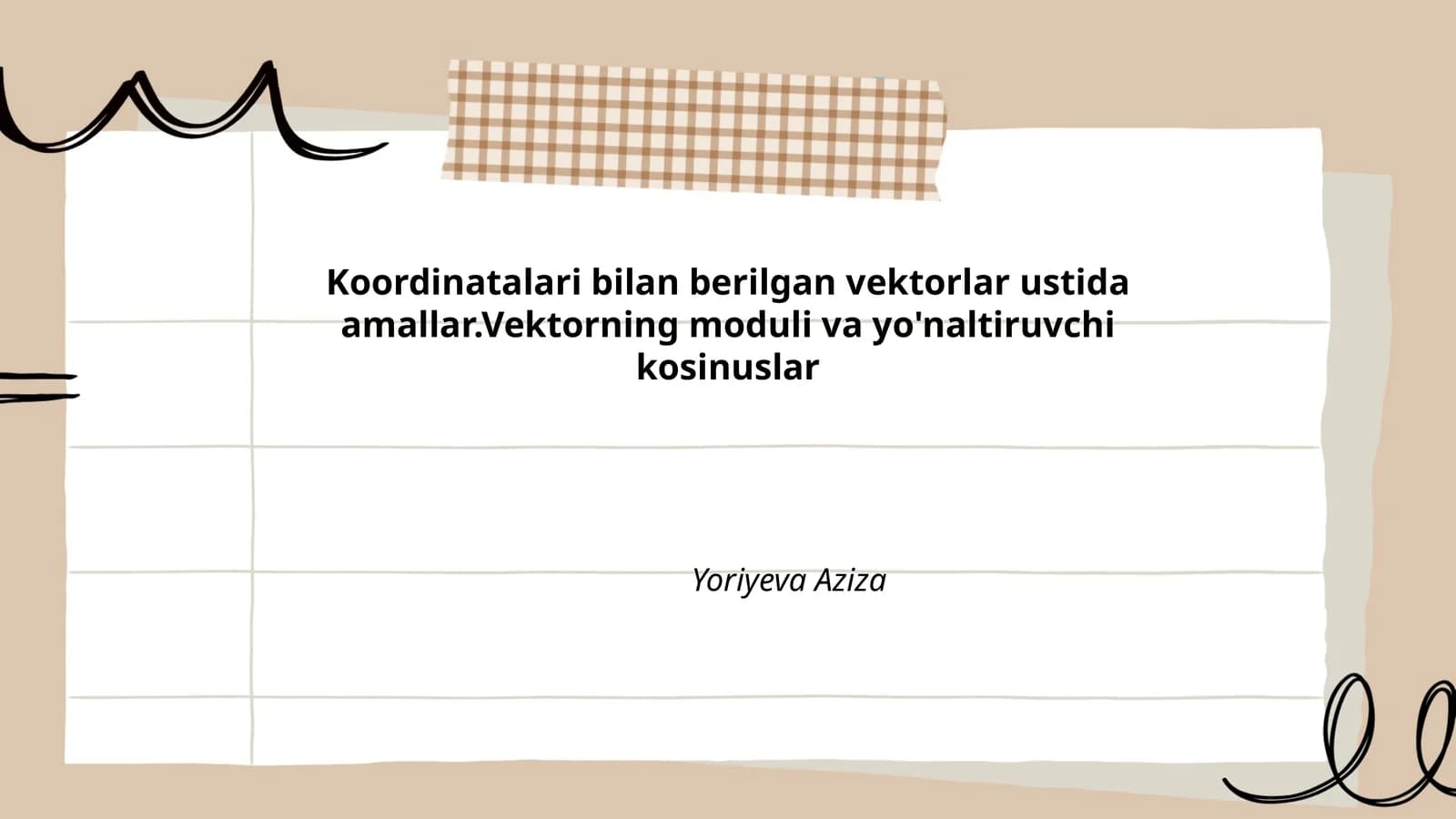 Vektorlar va ularning koordinatalari