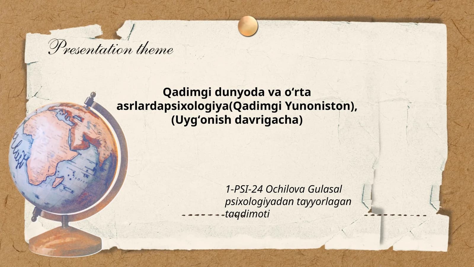 Qadimgi Yunonistonda Psixologiya Taqdimoti