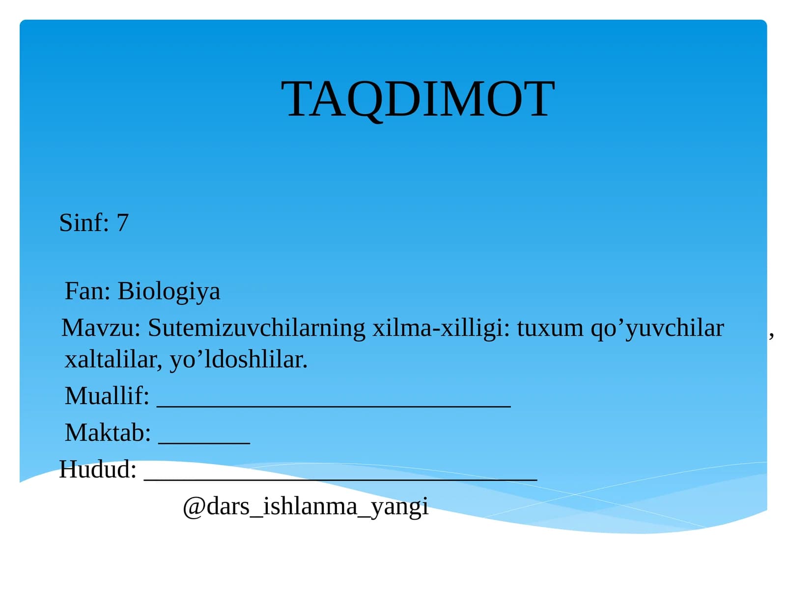 Sutemizuvchilarning xilma-xilligi: tuxum  qo’yuvchilar, xaltalilar, yo’ldoshlilar