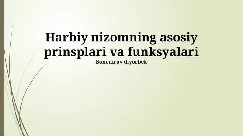 Harbiy Nizomning Asosiy Prinsiplari va Funksiyalari
