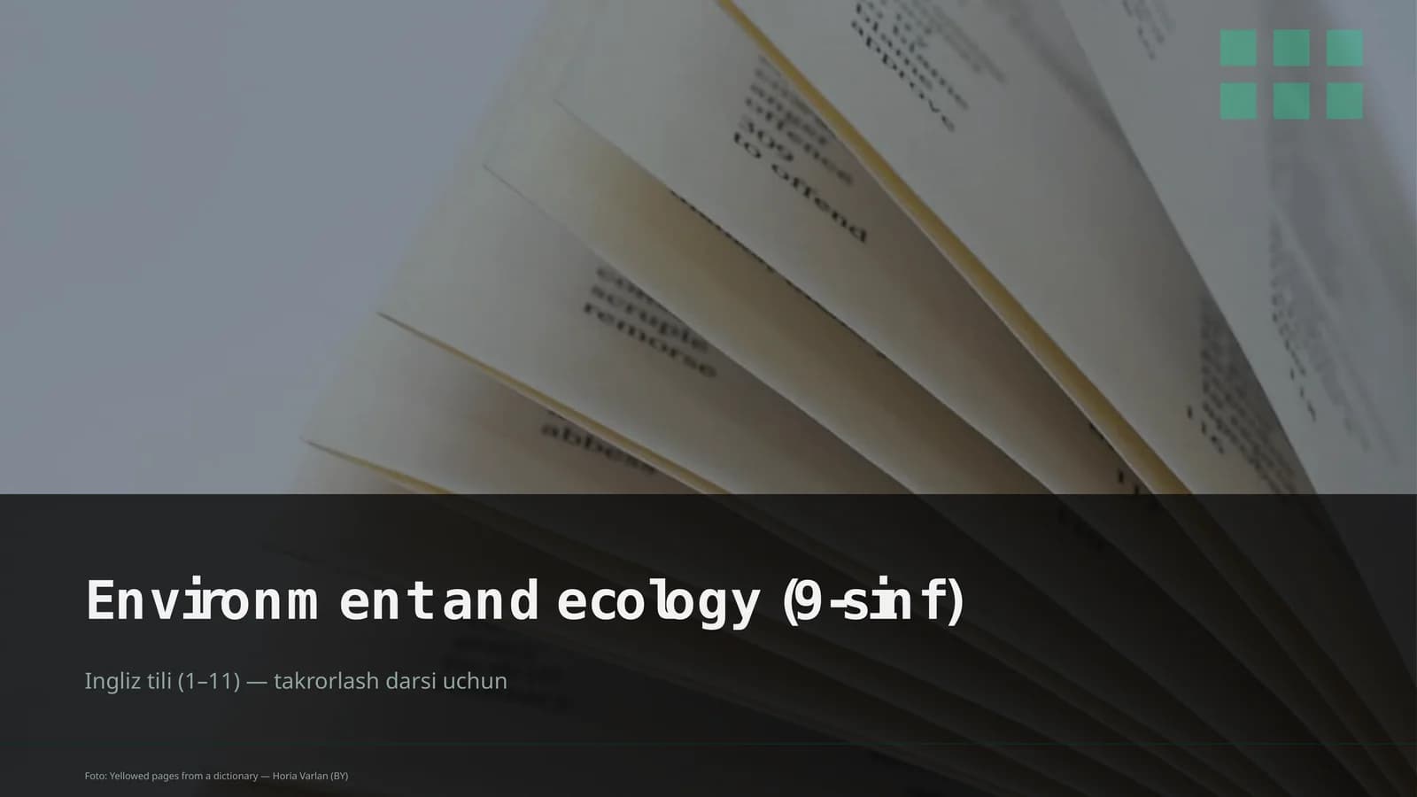 Environment and ecology (9-sinf)
