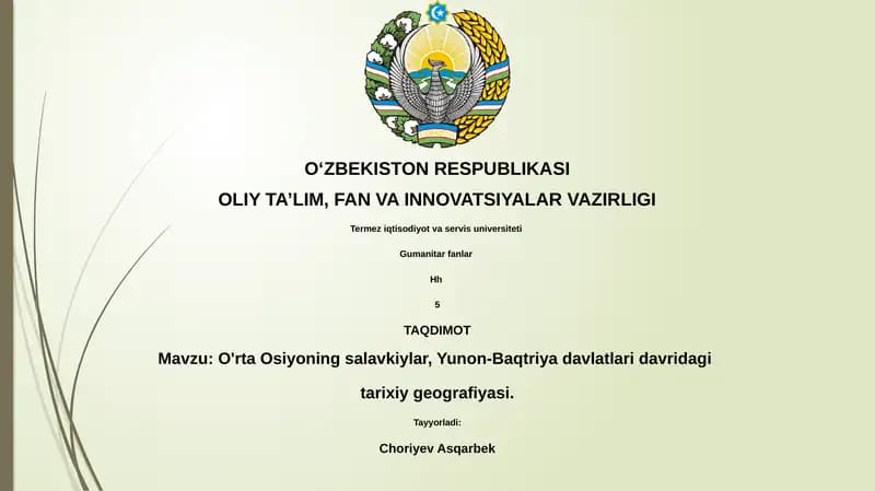 O'rta Osiyoning salavkiylar, Yunon-Baqtriya davlatlari davridagi tarixiy geografiyasi