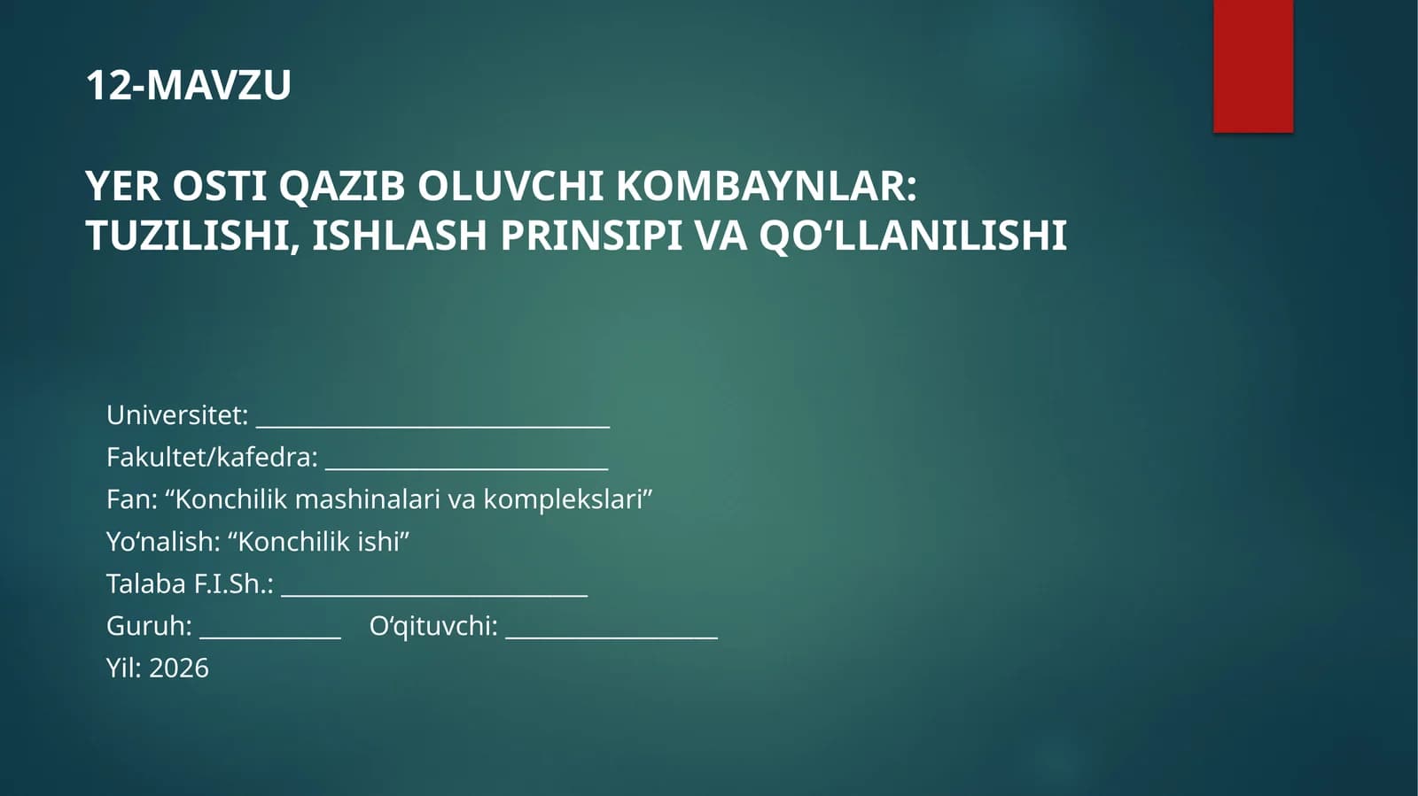 Yer osti qazib oluvchi kombaynlar: Tuzilishi, ishlash prinsi va qo‘llanilishi