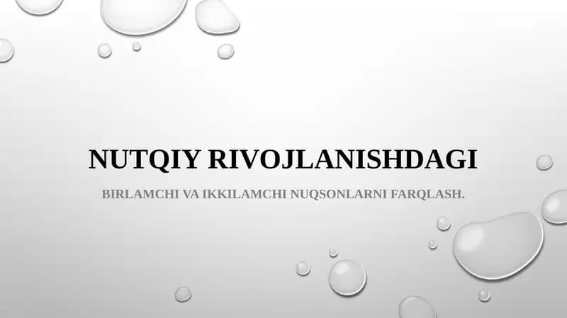 Nutqiyrivojlanishdagi