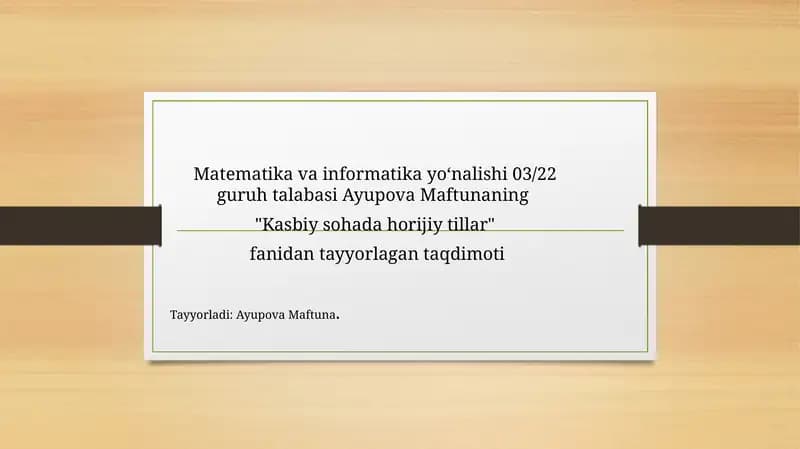 Matematika va Informatika yo'nalishi