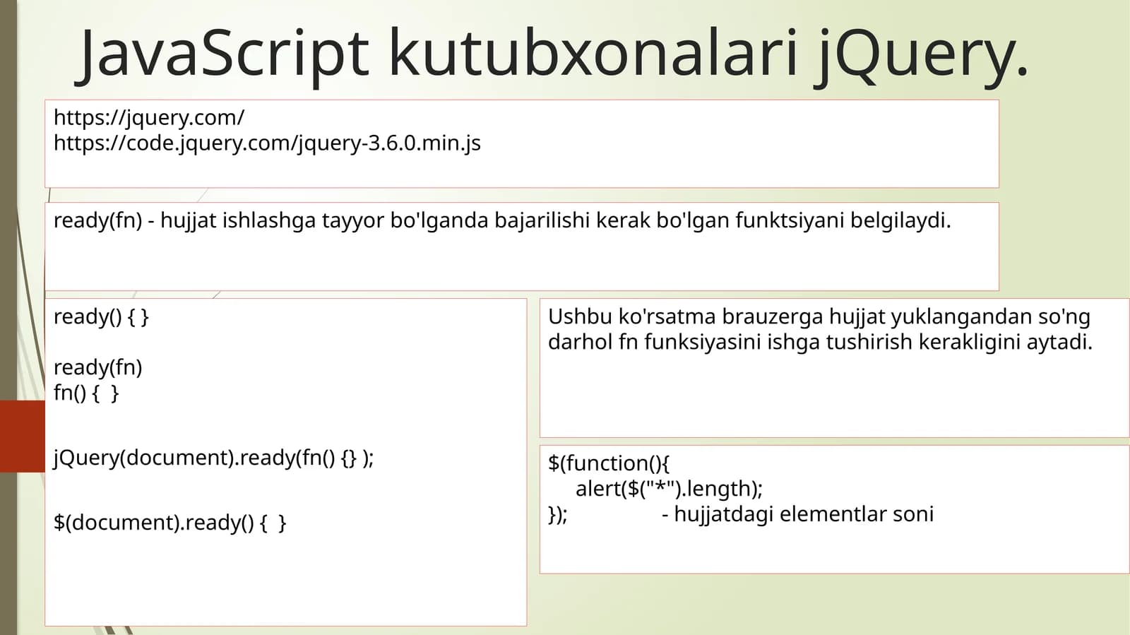 JavaScript kutubxonalari jQuery