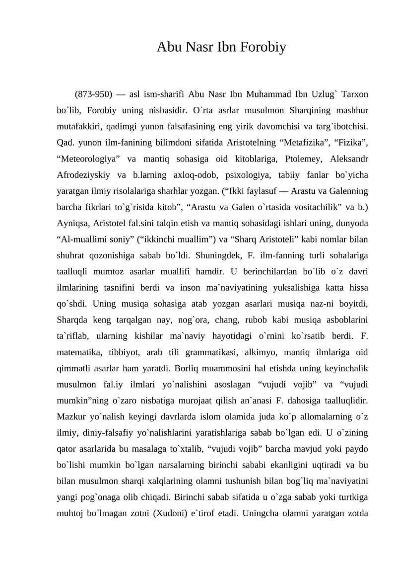 Abu Nasr Ibn Forobiy