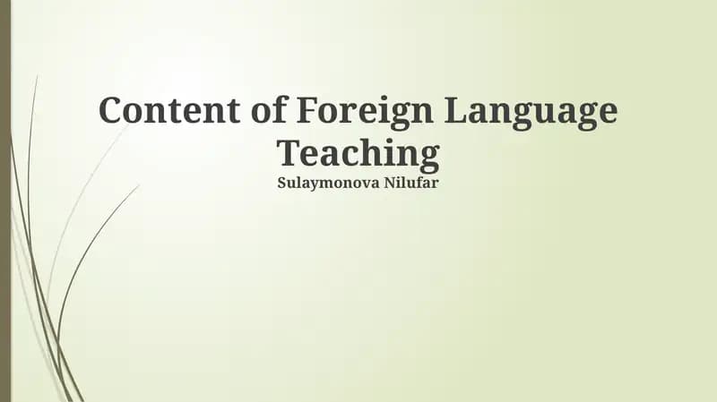 Content of Foreign Language Teaching