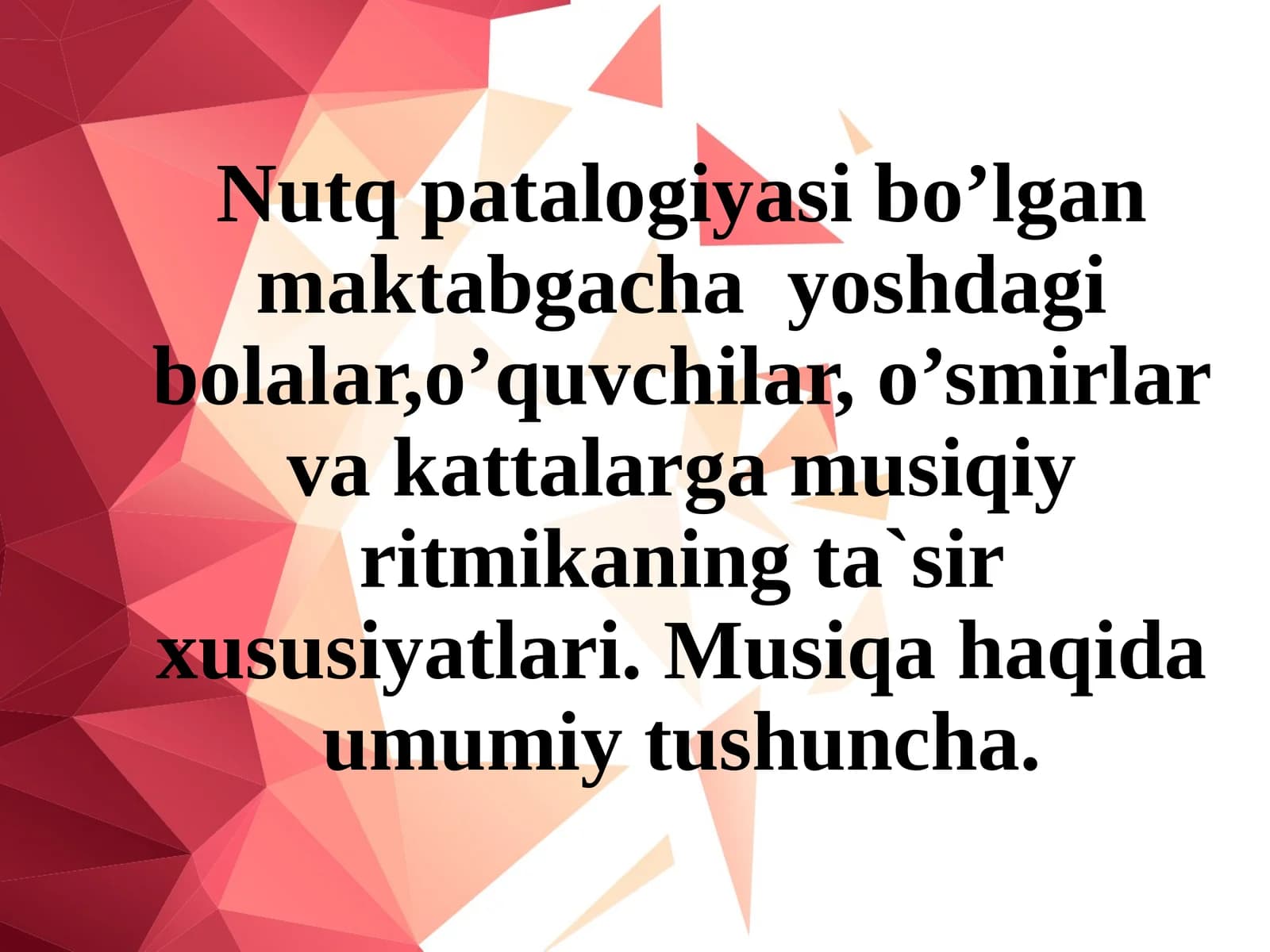 Nutq patologiyasi bo'lgan maktab gacha yoshdagi bolalar uchun musiqa ta'limi