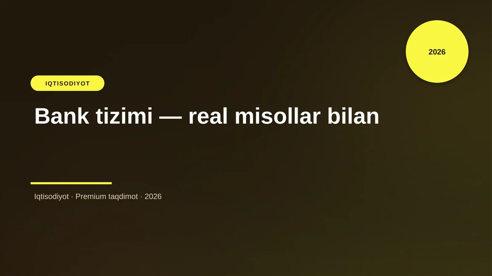 Bank tizimi — real misollar bilan