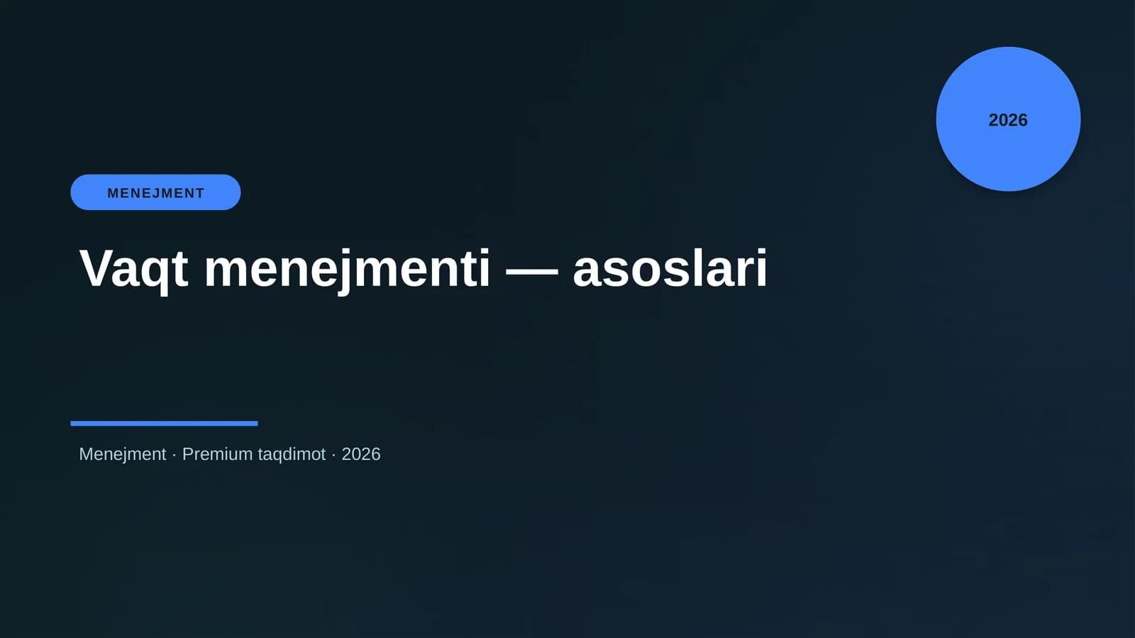 Vaqt menejmenti — asoslari