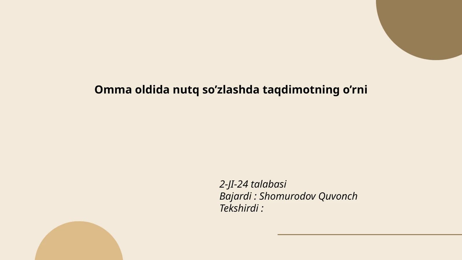 Taqdimotning ahamiyati