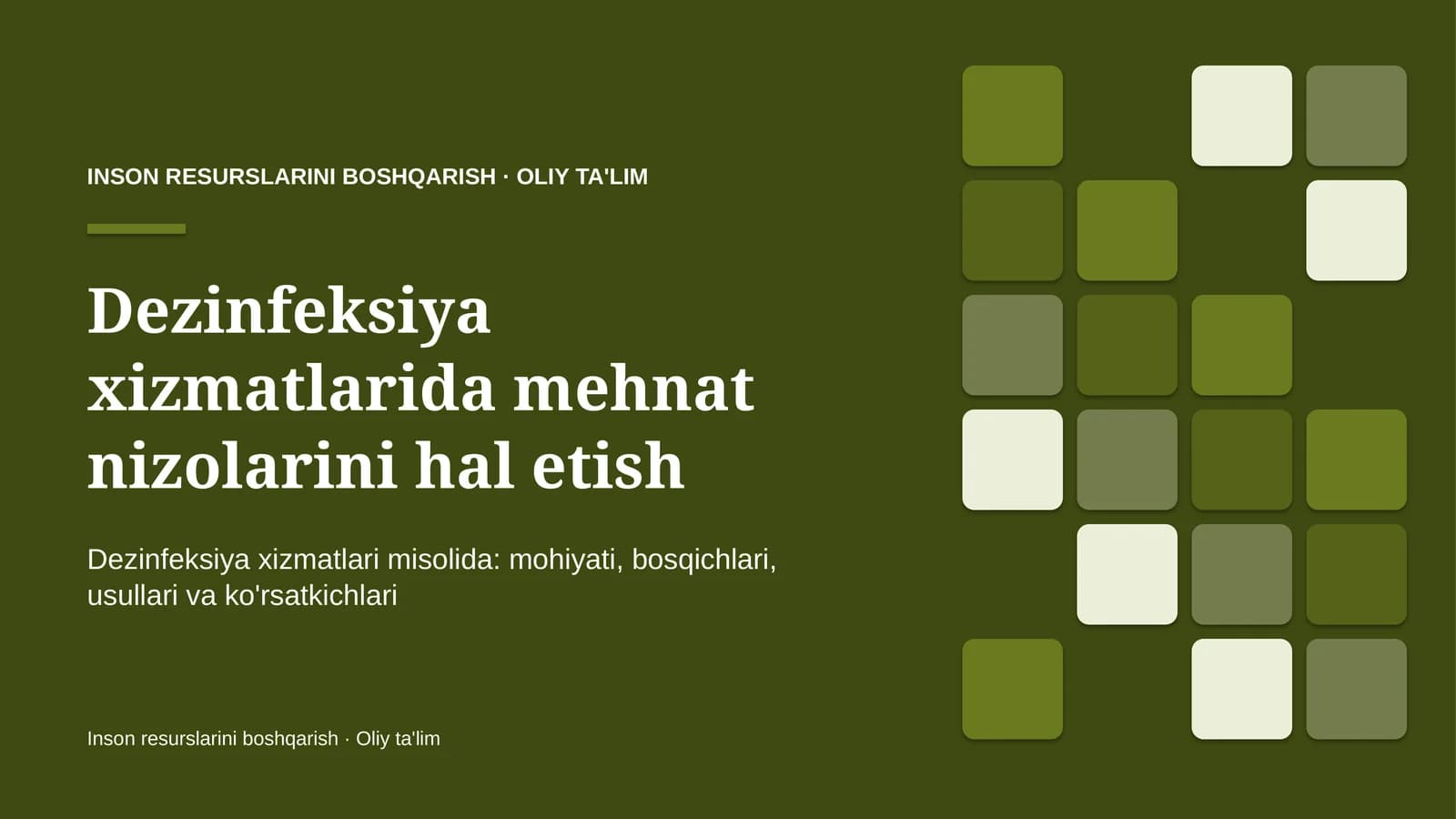 Dezinfeksiya xizmatlarida mehnat nizolarini hal etish