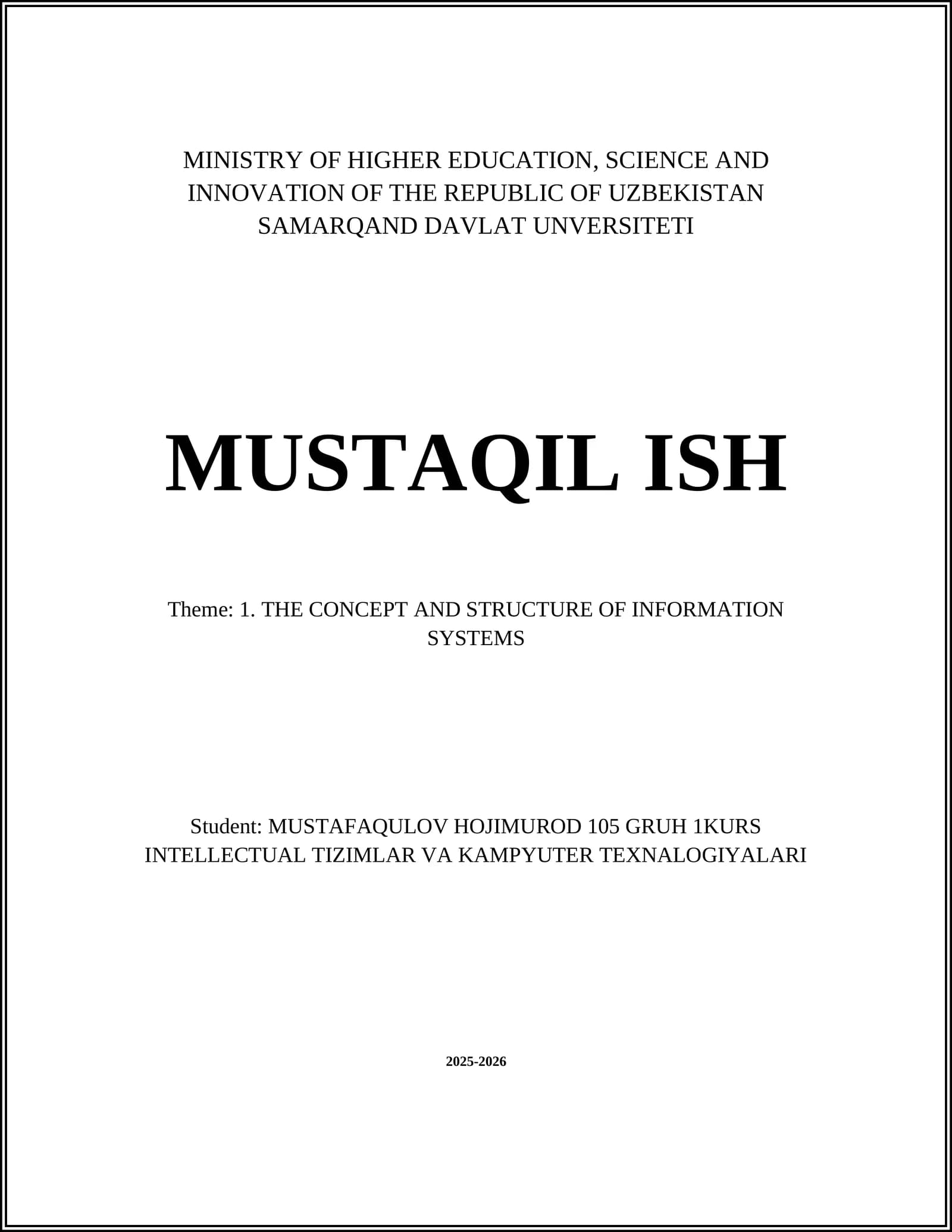 THE CONCEPT AND STRUCTURE OF INFORMATION SYSTEMS