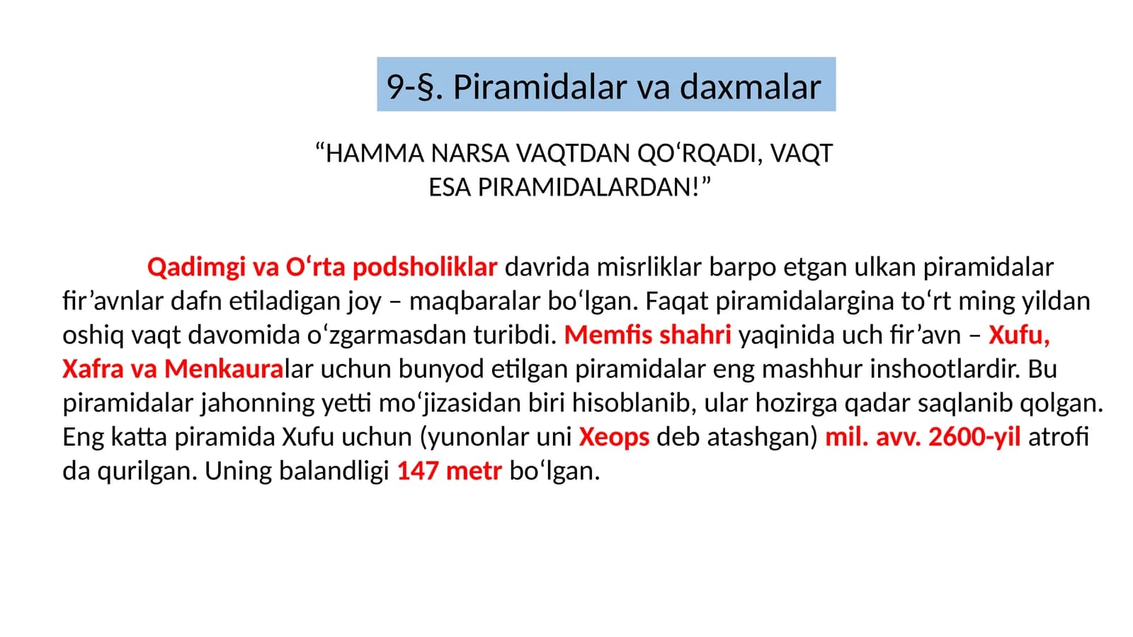 Piramidalar va daxmalar