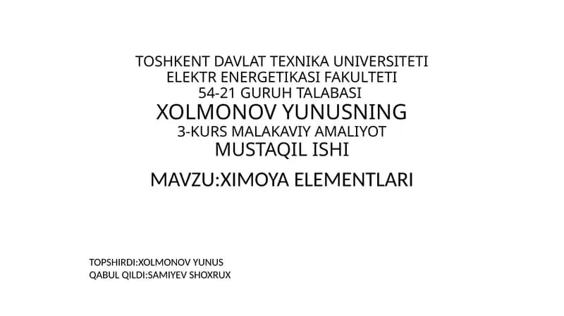 Ximoq elementlari